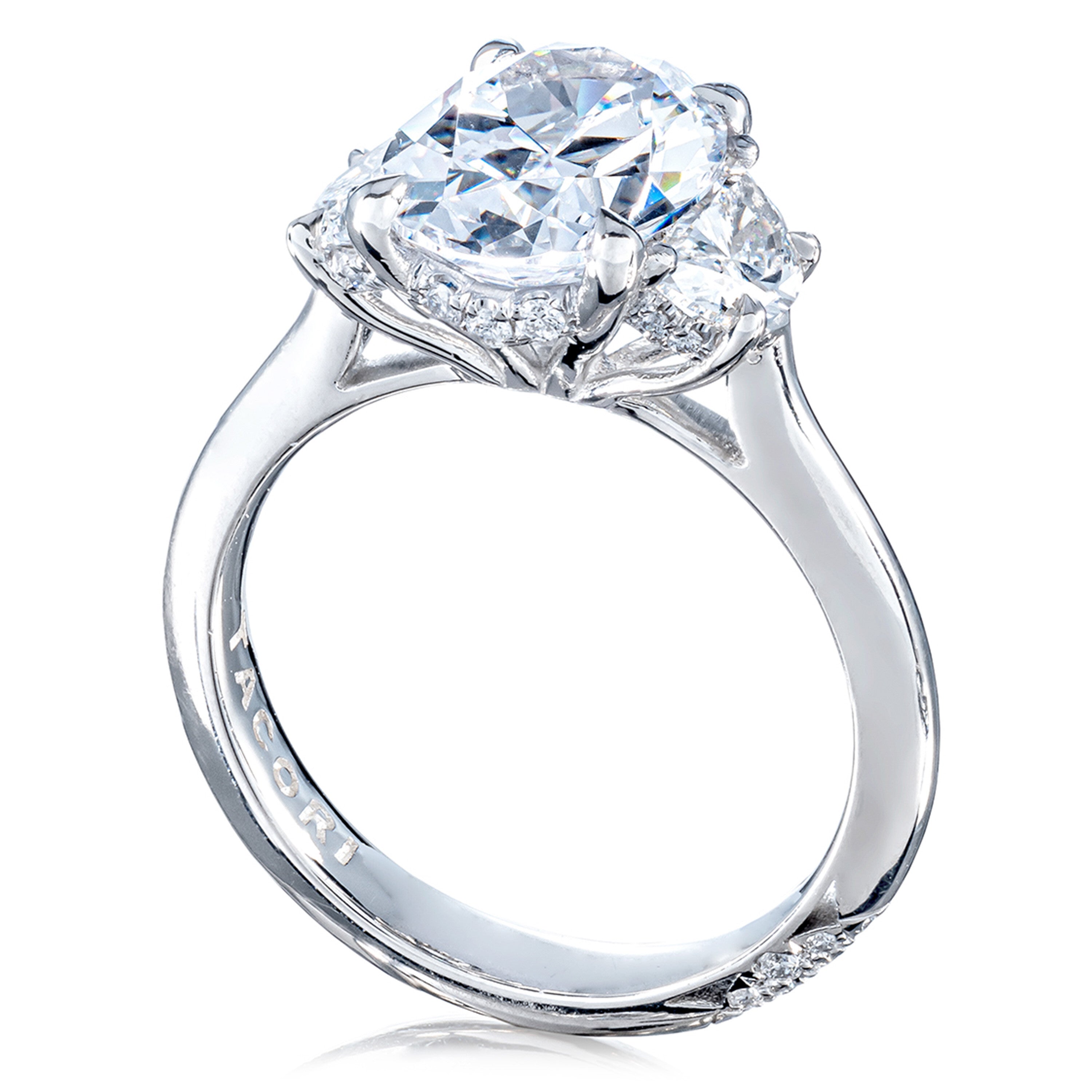 Platinum Tacori Founder's Collection Oval Three Stone Engagement Ring