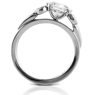 18KW 3 Stone Semi-Bezel Diamond Engagement Semi-Mount Ring