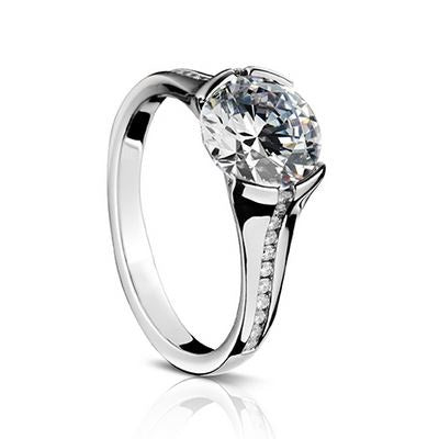 18KW Channel Set Diamond Engagement Semi-Mount Ring