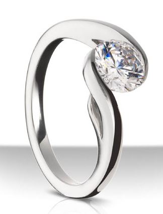 18KW Twist Diamond Engagement Semi-Mount Ring