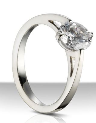 18KW Offset 4 Prong Diamond Engagement Semi-Mount Ring