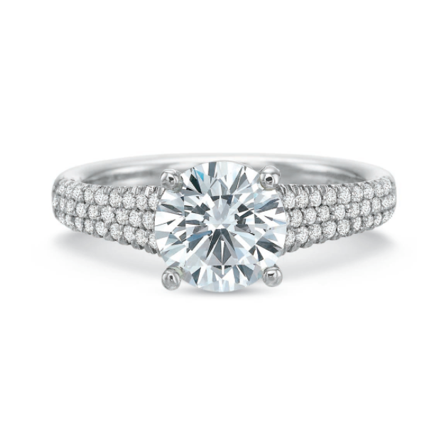 18KW Modern Pave Set Diamond Semi-Mount