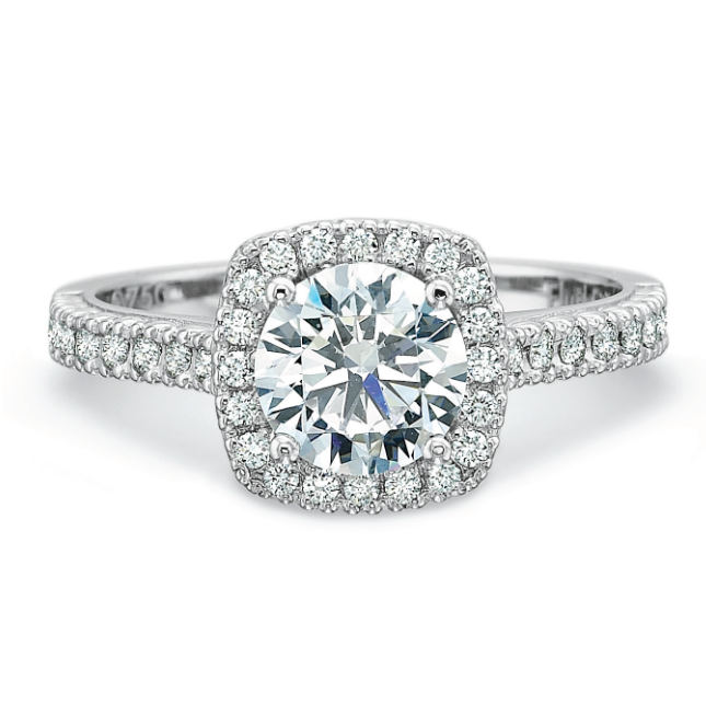 Petite Cushion Halo Engagement Ring