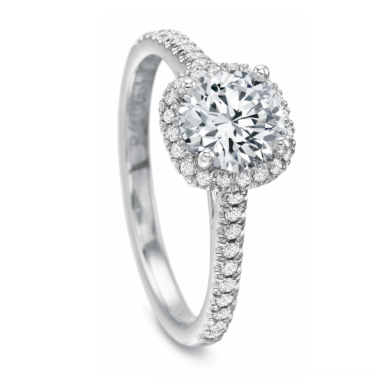 18WG New Aire Diamond Halo Semi-Mount Ring