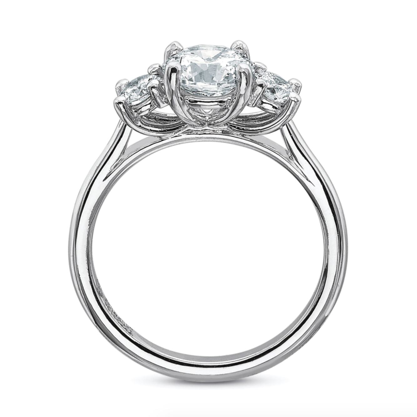 18KW New Aire 3-Stone Semi-Mount Ring