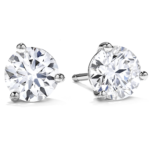 18KW Hearts On Fire Three Prong Diamond Stud Earrings