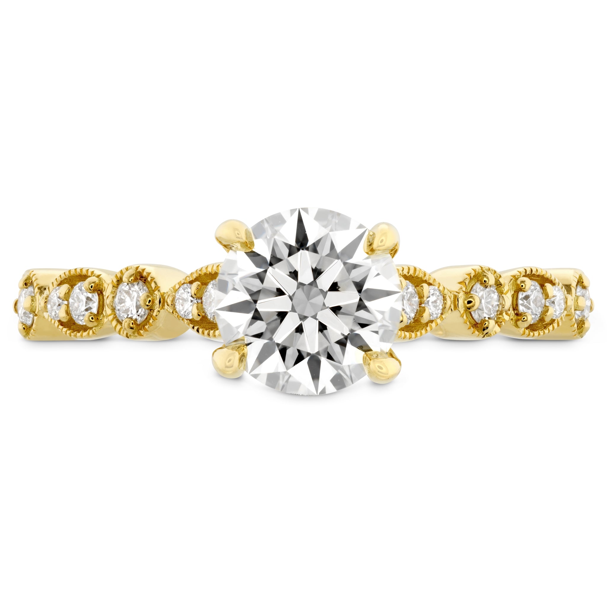 18KY "Isabelle" Teardrop Milgrain Diamond Semi-Mount Ring