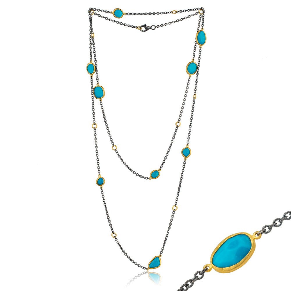 SS/24KY Katya Sleeping Beauty Turquoise Slices Necklace