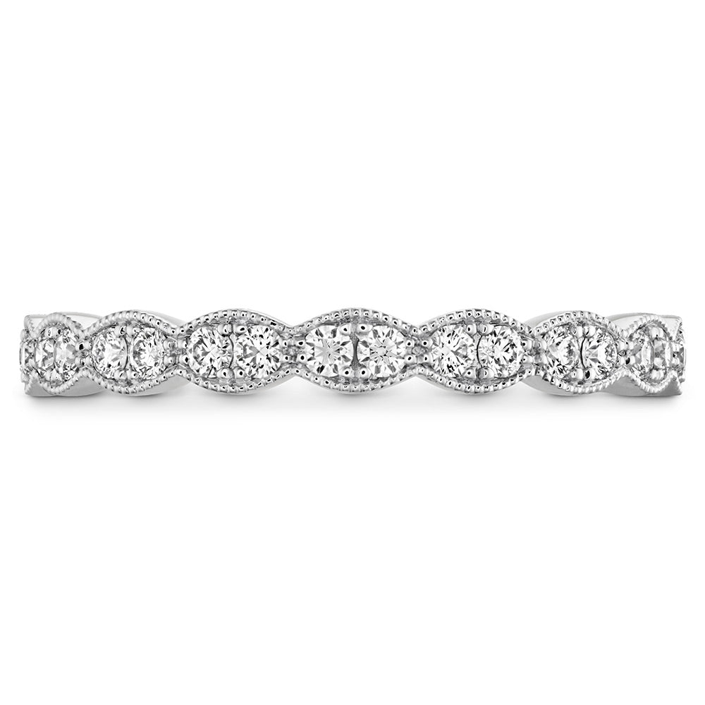 18KW "Lorelei" Floral Milgrain Diamond Wedding Band