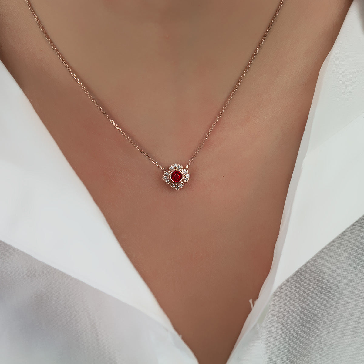 18KY Parade Ruby Pendant with Diamond Accent