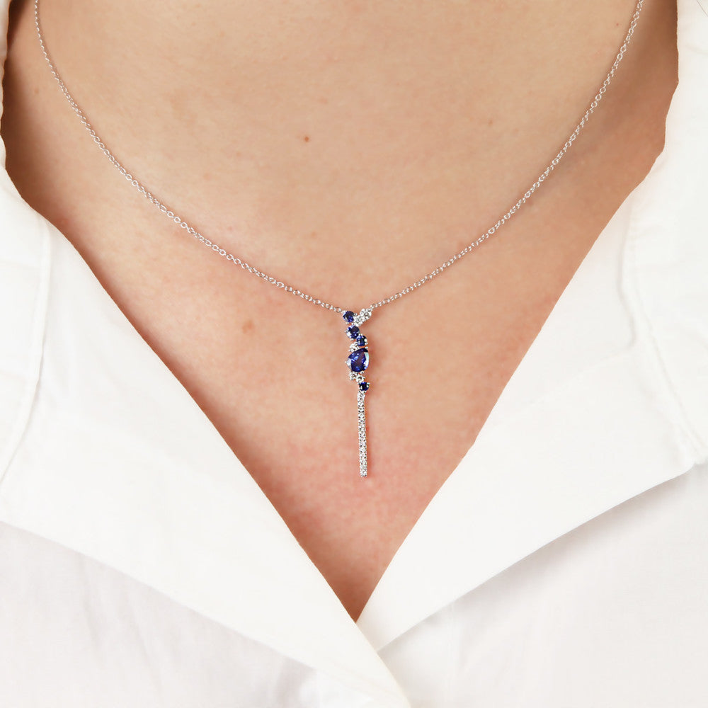 18KW Diamond And Blue Sapphire Necklace