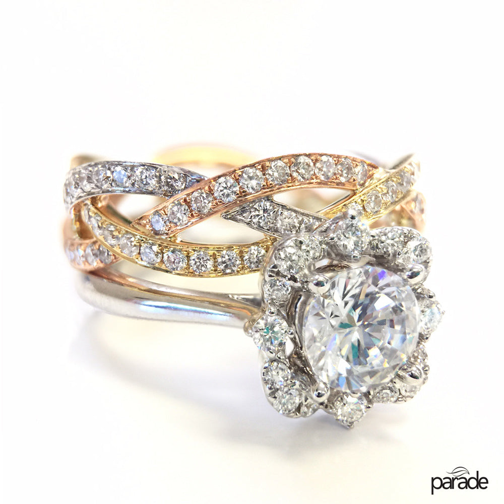 18KW "Hemera" Halo Diamond Semi-Mount Ring