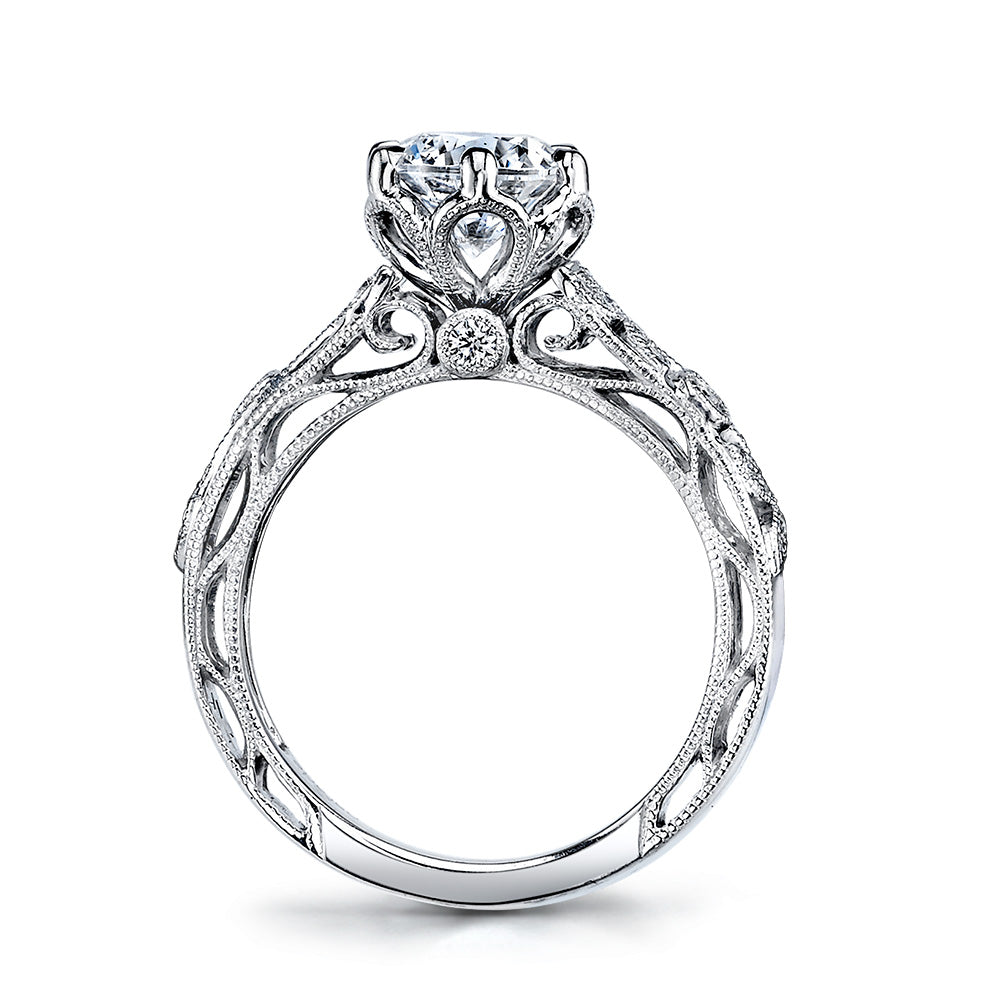 18KW "Lyria" Filigree Diamond Semi-Mount Ring