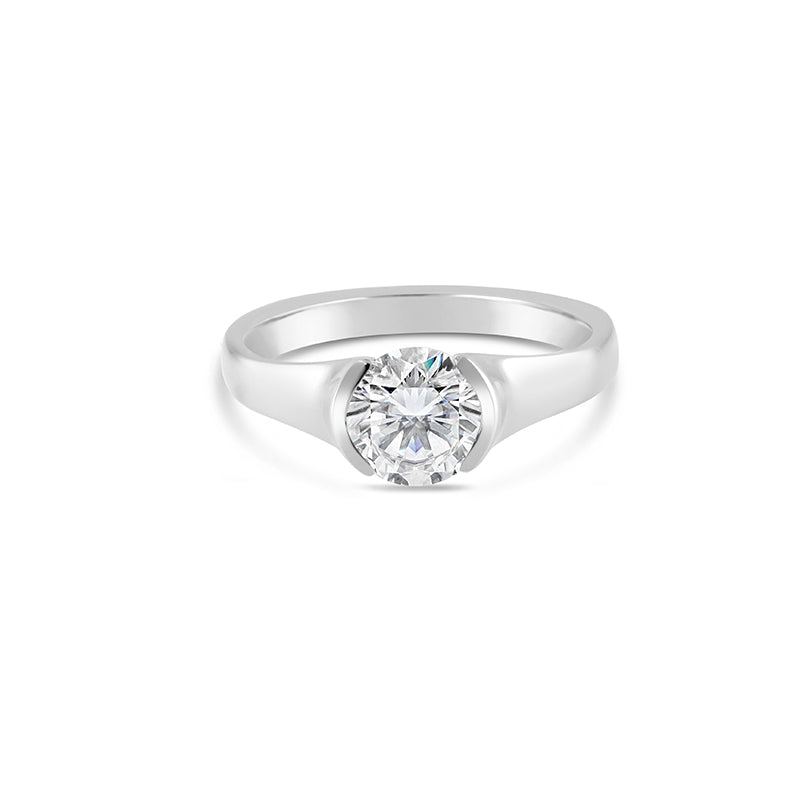 18KW Semi-Bezel Diamond Engagement Semi-Mount Ring