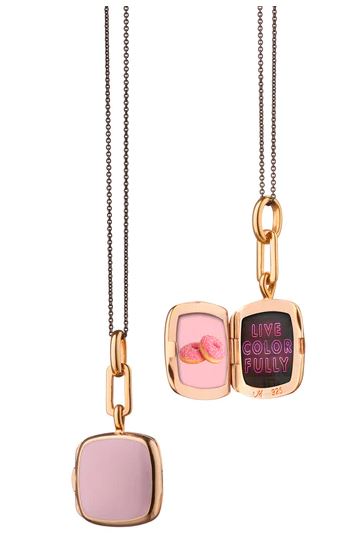 Pink Enamel Vermeil Cushion Locket