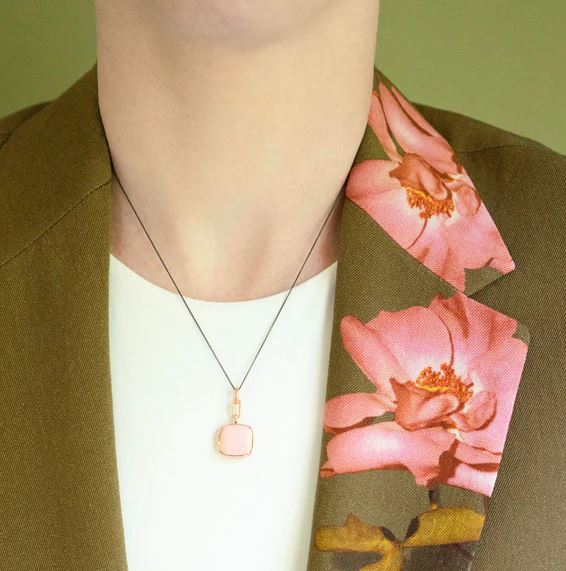 Pink Enamel Vermeil Cushion Locket