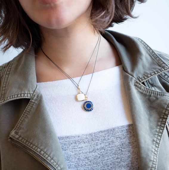 White Enamel Vermeil Cushion Locket