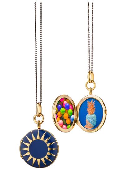 Blue Enamel Vermeil Round Locket