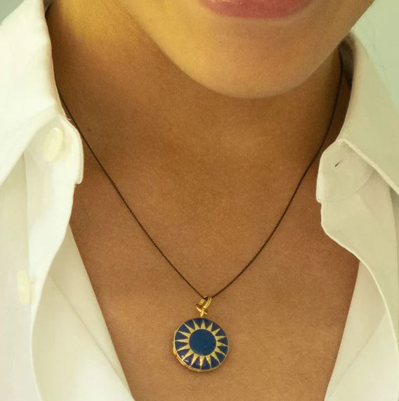 Blue Enamel Vermeil Round Locket