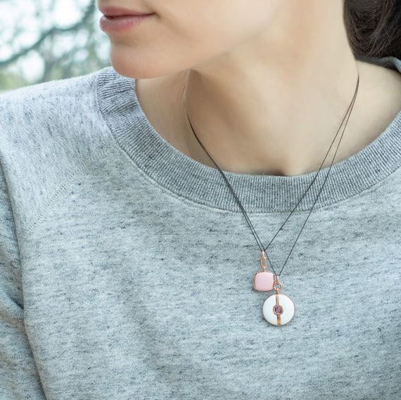 White Enamel And Vermeil Round Locket With Pink Sapphire