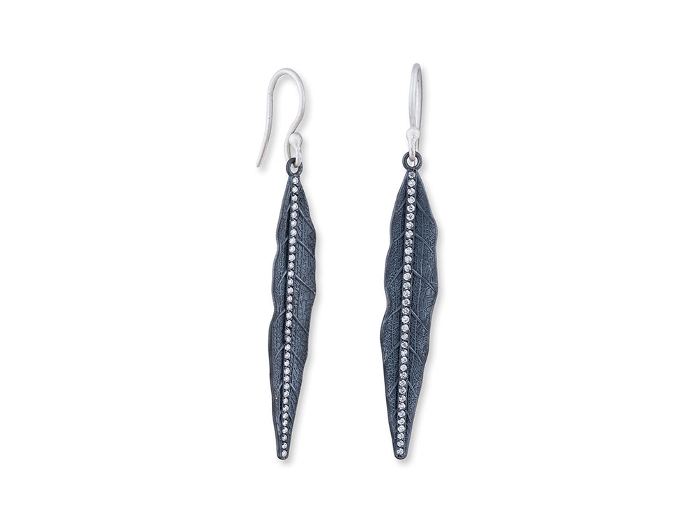 SS Willow Leaf Diamond Earrings