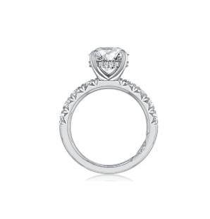 14KW A. Jaffe Round Solitaire Engagement Ring with Under Halo