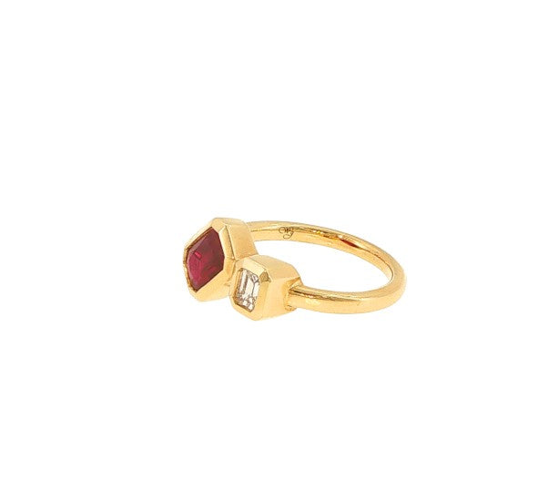 18KY Toi Et Moi Ruby And Diamond Ring