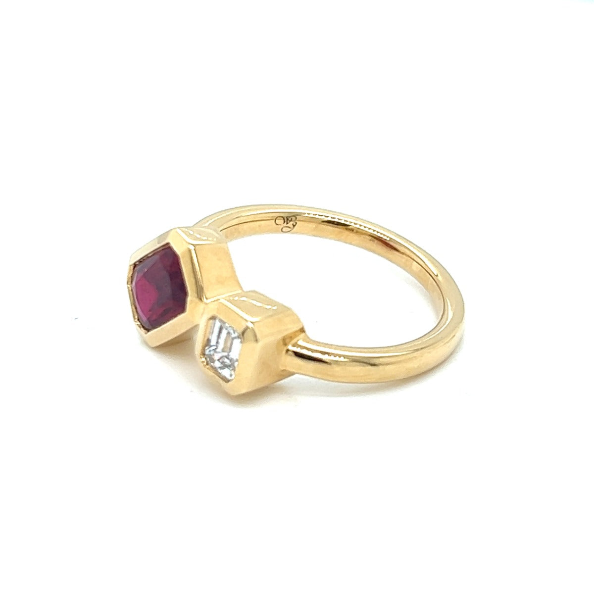 18KY Toi Et Moi Ruby And Diamond Ring