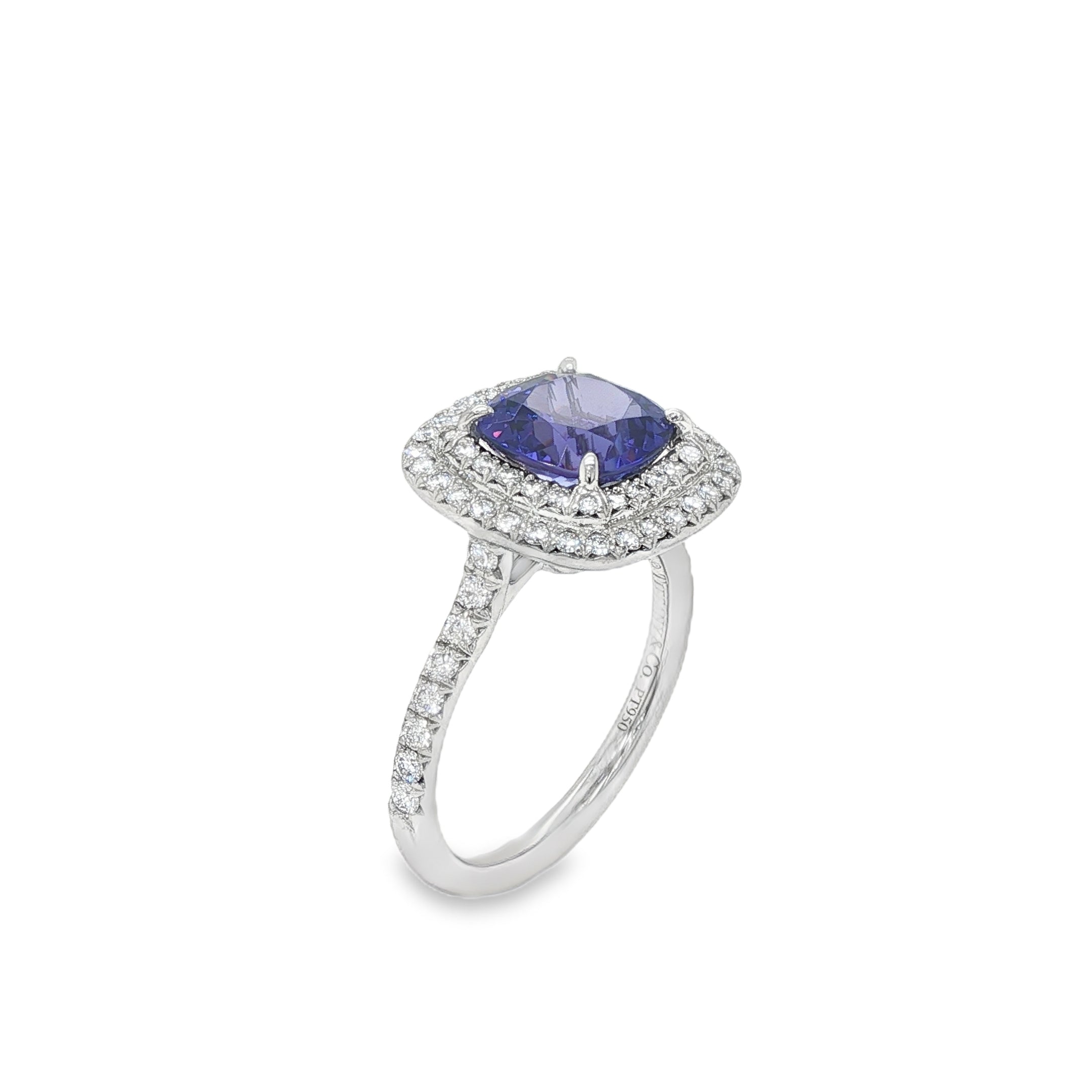 PLATINUM TANZANITE AND DIAMOND RING
