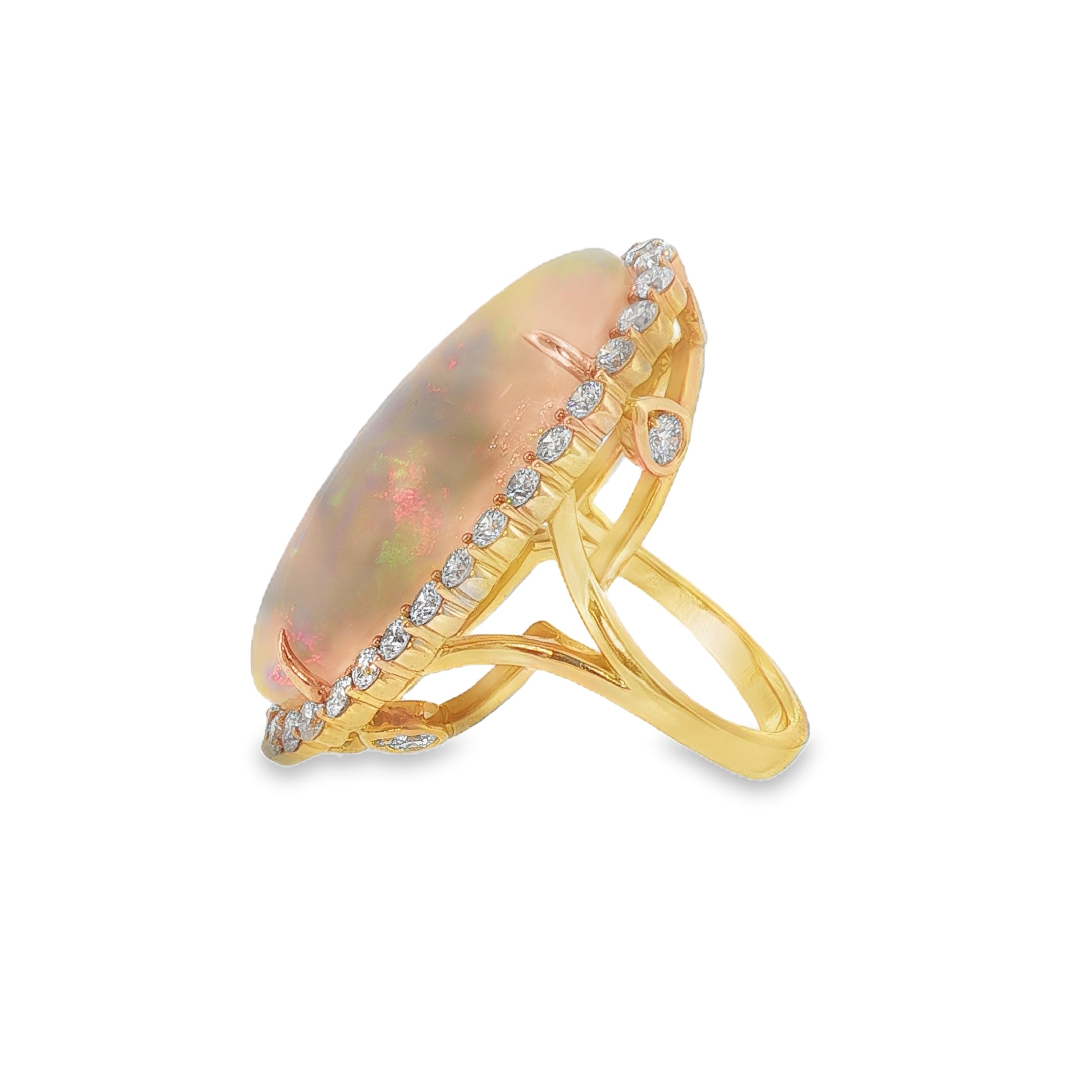 18K YG ETHIOPIAN OPAL AND DIAMOND RING