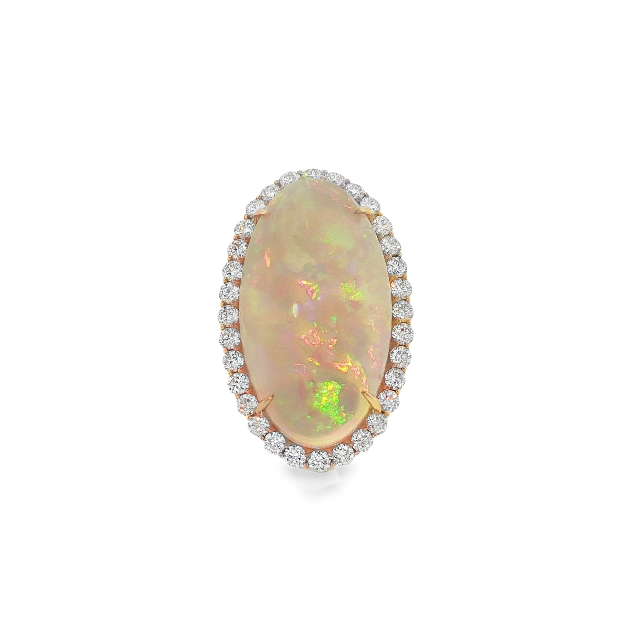 18K YG ETHIOPIAN OPAL AND DIAMOND RING