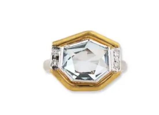 SS/24KY Blue Topaz Deco Ring