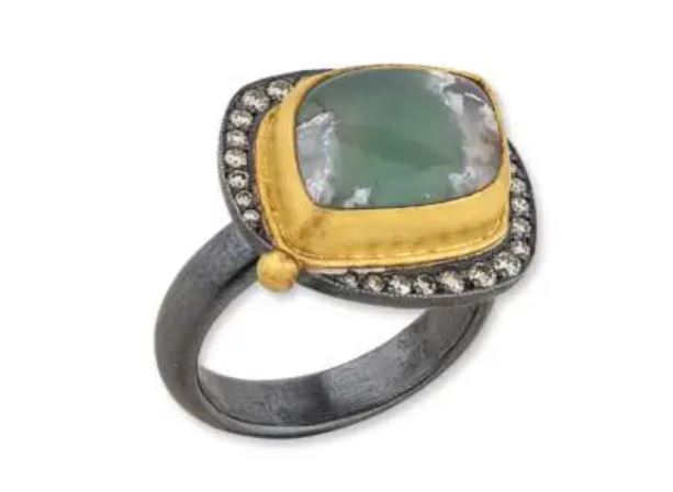 SS/24KY My World Leaf Shape Aquaprase Ring
