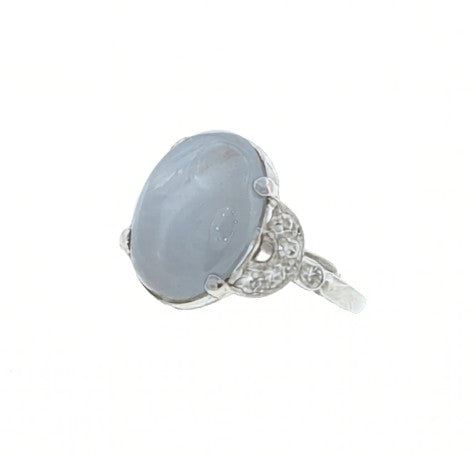 PLAT Star Sapphire Oval Cabochon Ring
