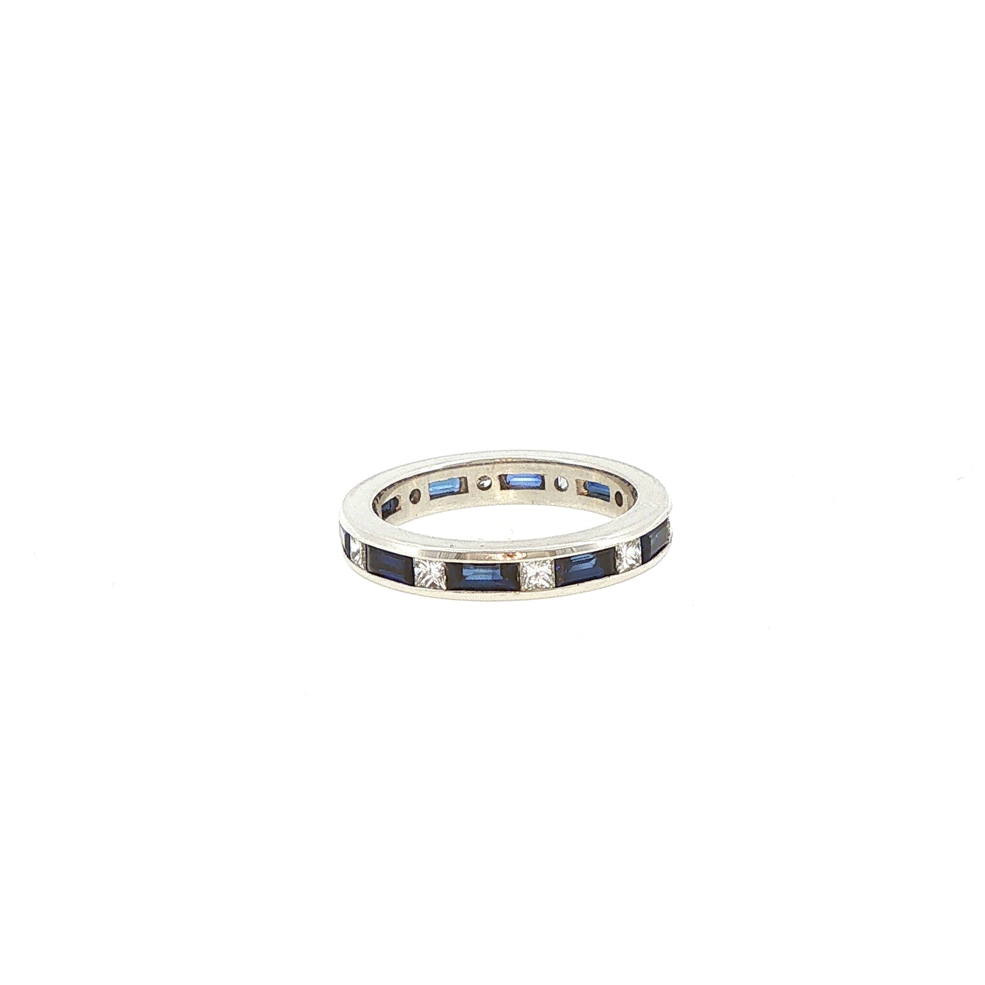 PLAT Precision Set Sapphire and Diamond Channel Set Eternity Band