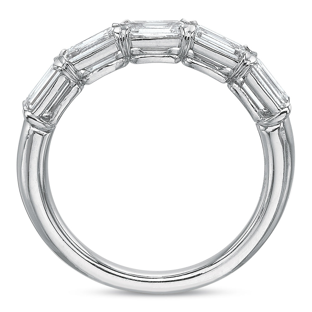 Platinum Grand Aire East West 5 Emerald Cut Diamond Band