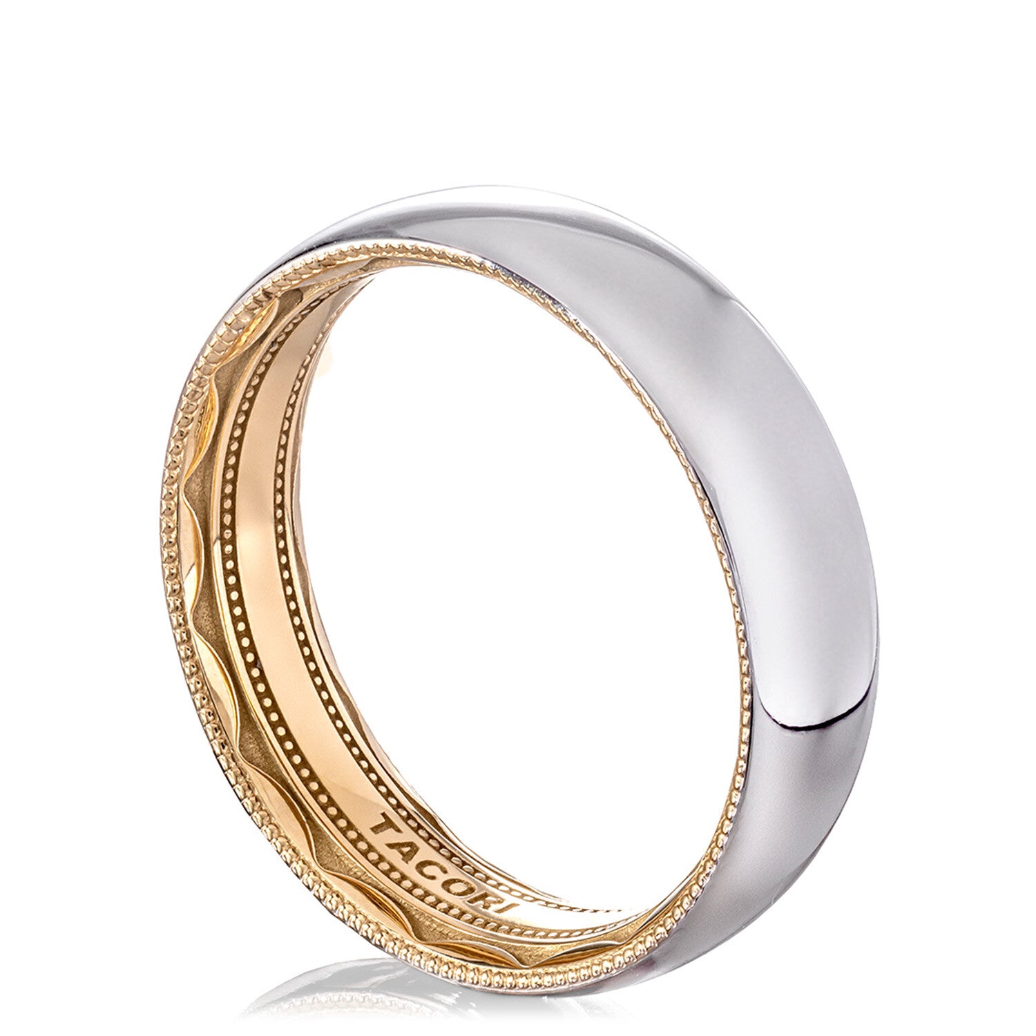 18KW/Y Tacori Classic Crescent Satin Wedding Band