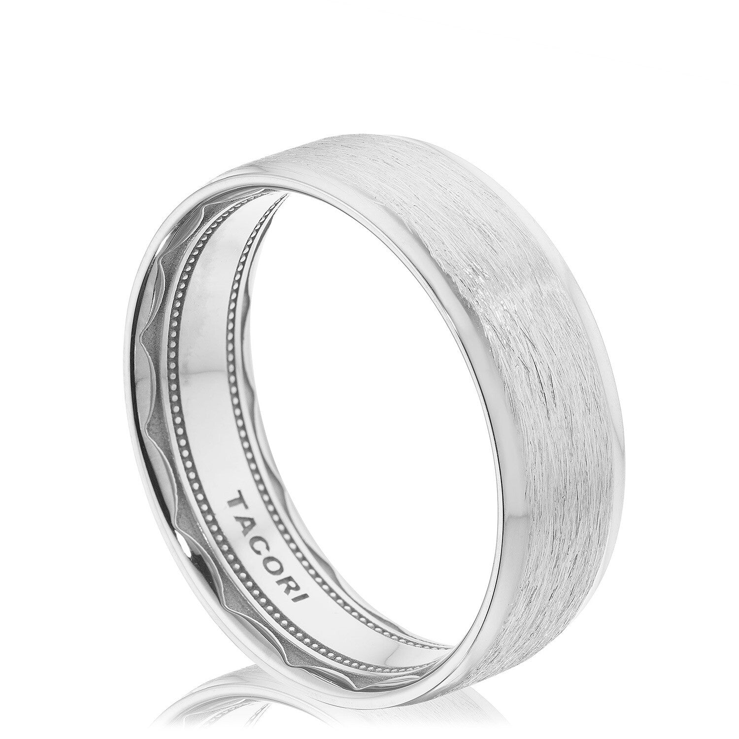 18KW Tacori Classic Flat Top Brush Finish Wedding Band