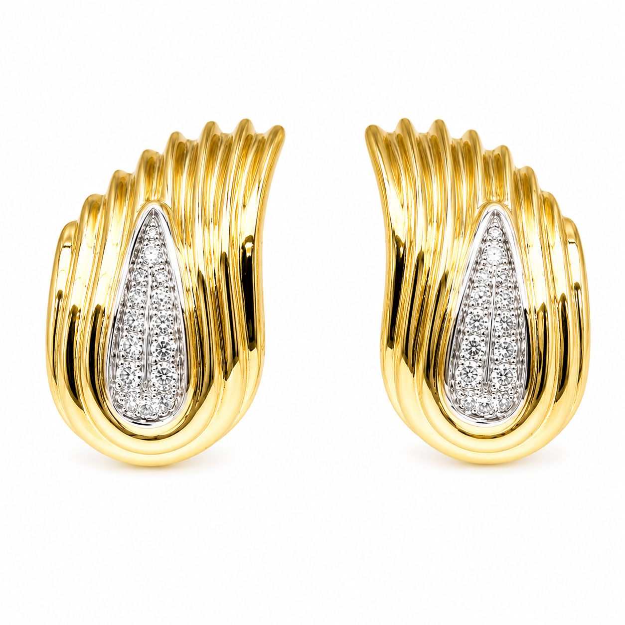 14KY/W Estate Diamond Wing Clip Earrings