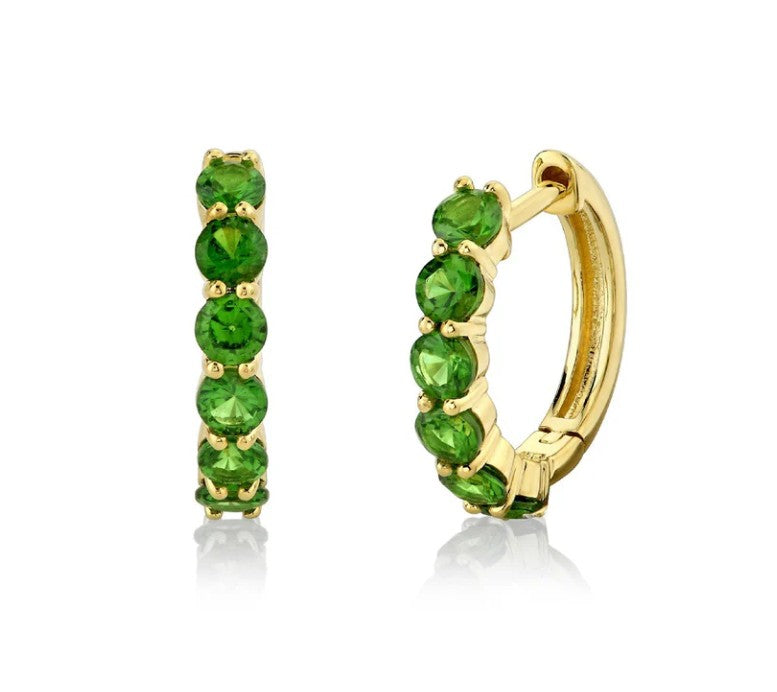 18KY Sloane Street Tsavorite Huggie Hoop Earrings