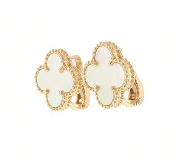 18KY Van Cleef & Arpels Mother of Pearl Earrings