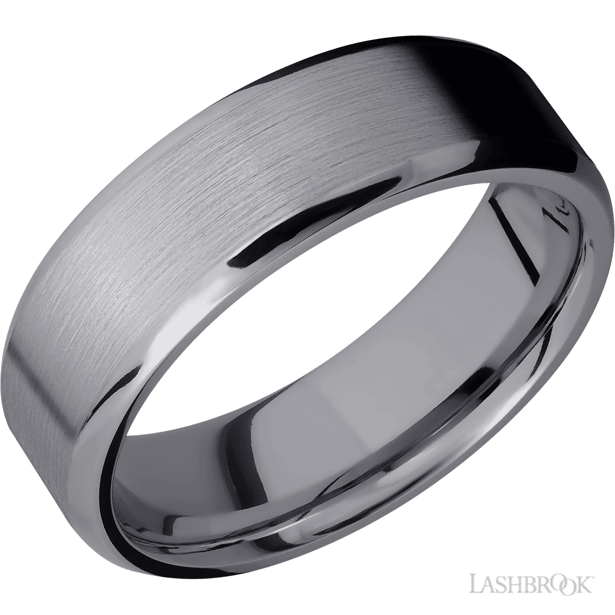 Lashbrook Tantalum 7mm Flat Beveled Satin Center Wedding Band