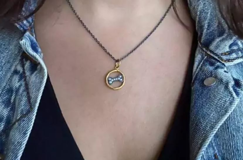 SS/24KY  Dog Bone Pendant With Diamonds