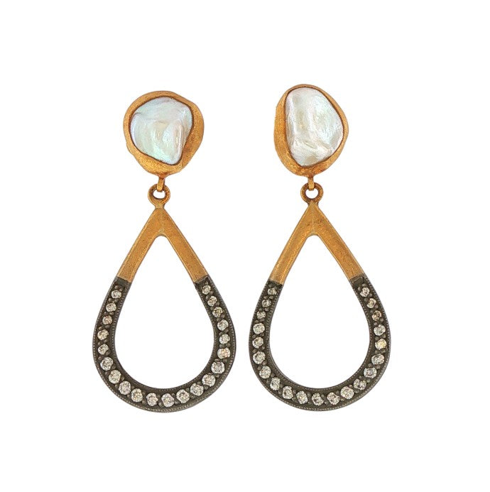 SS/24KY Lika Behar Pearlita Keshi Pearl and Diamond Accent Earrings