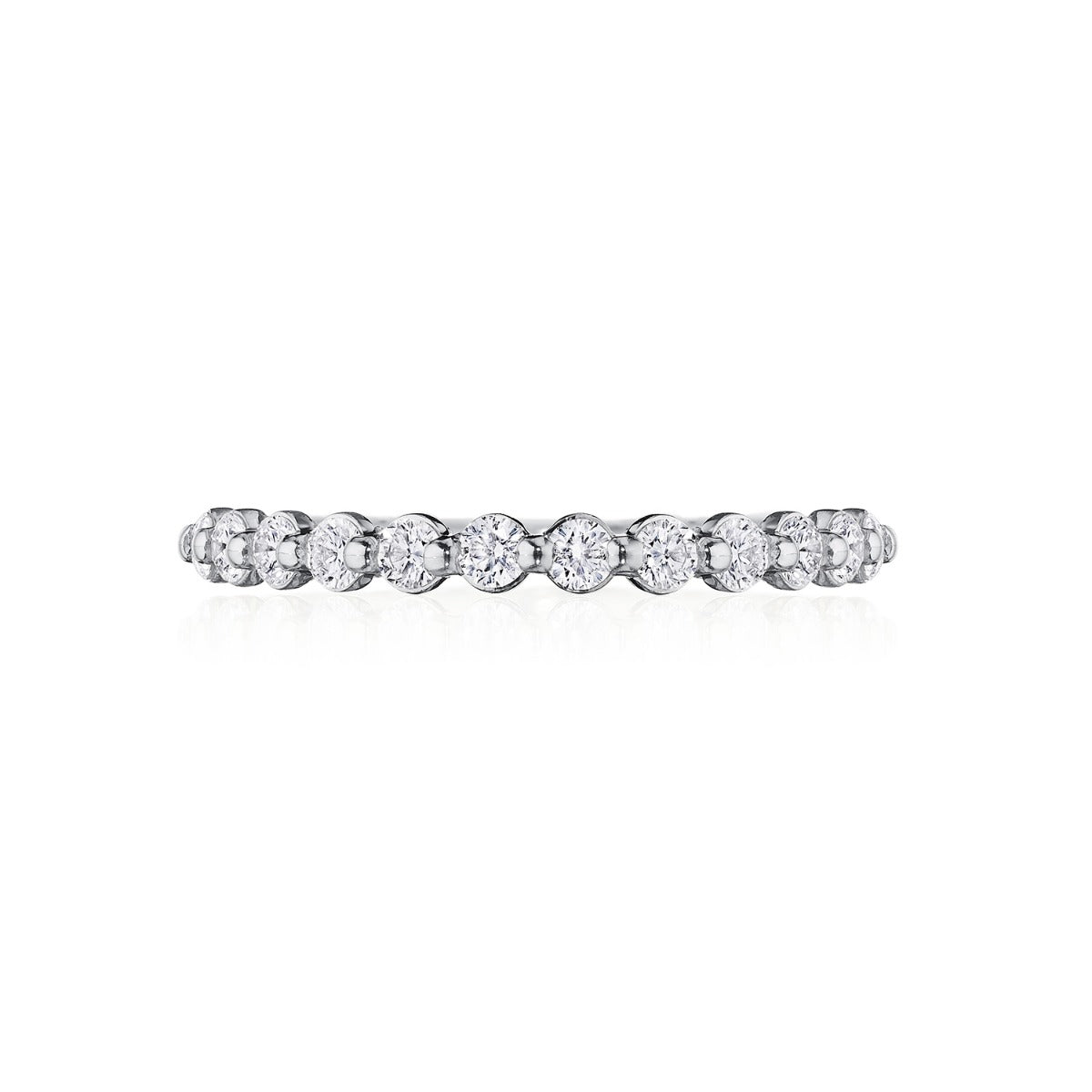 18KW Sculpted Crescent Two-Prong Diamond Band