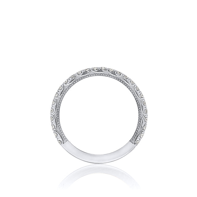 18KW Sculpted Crescent String Of Diamonds Ring