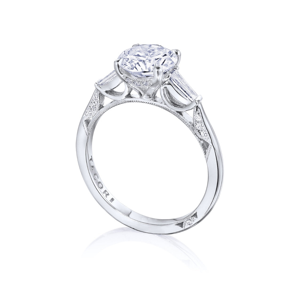 Platinum Simply Tacori Round 3 Stone Engagement Ring