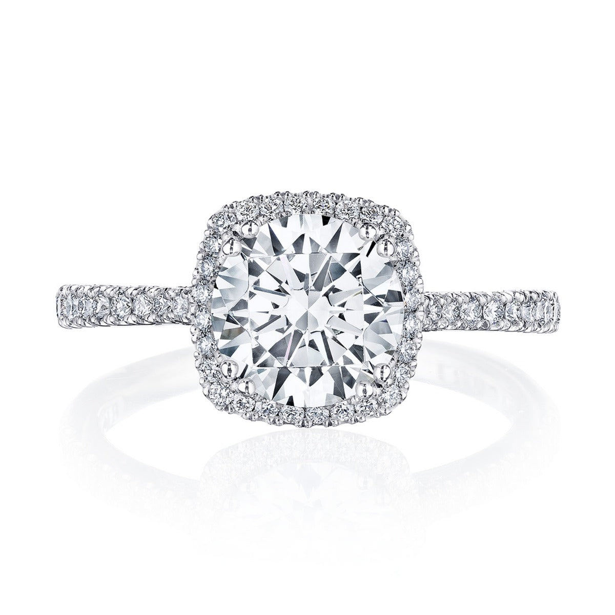 18KW Simply Tacori Round With Cushion Bloom Engagement Ring