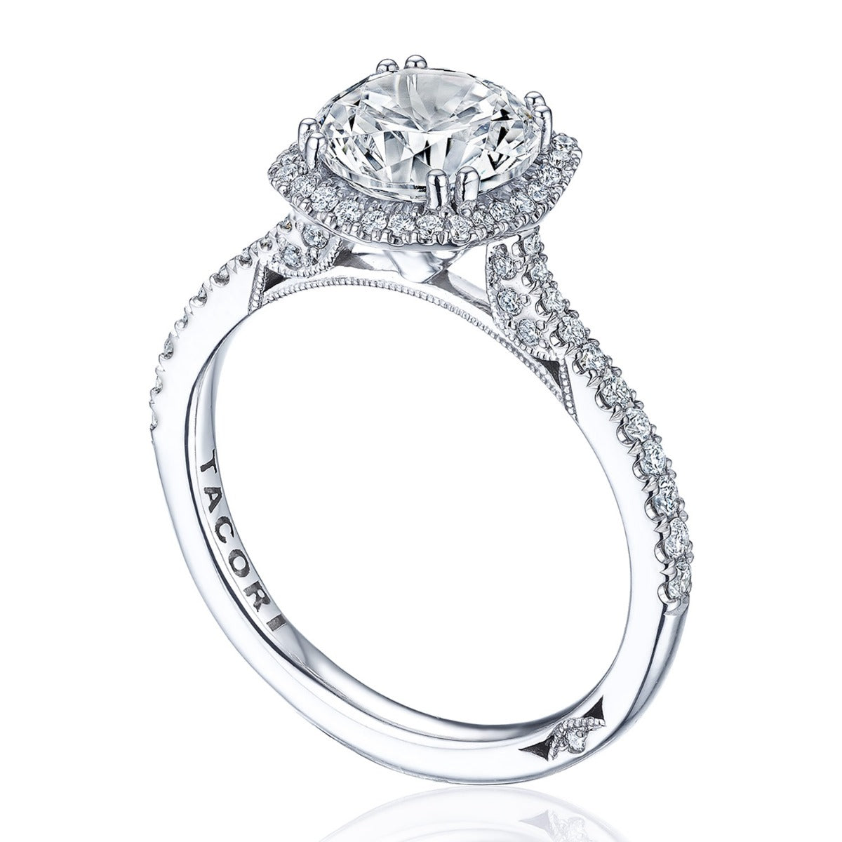18KW Simply Tacori Round With Cushion Bloom Engagement Ring