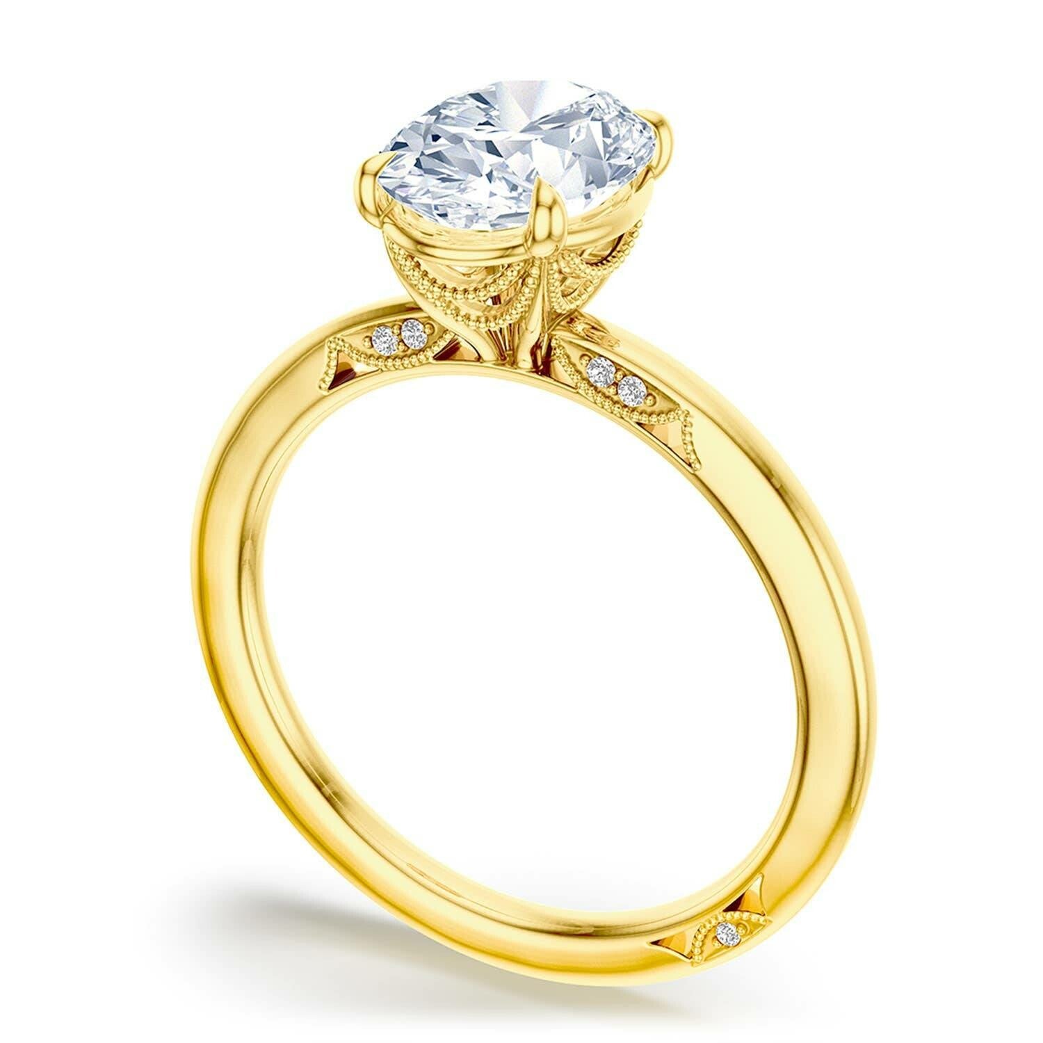 18KY Tacori Simply Tacori Oval Solitaire Engagement Ring